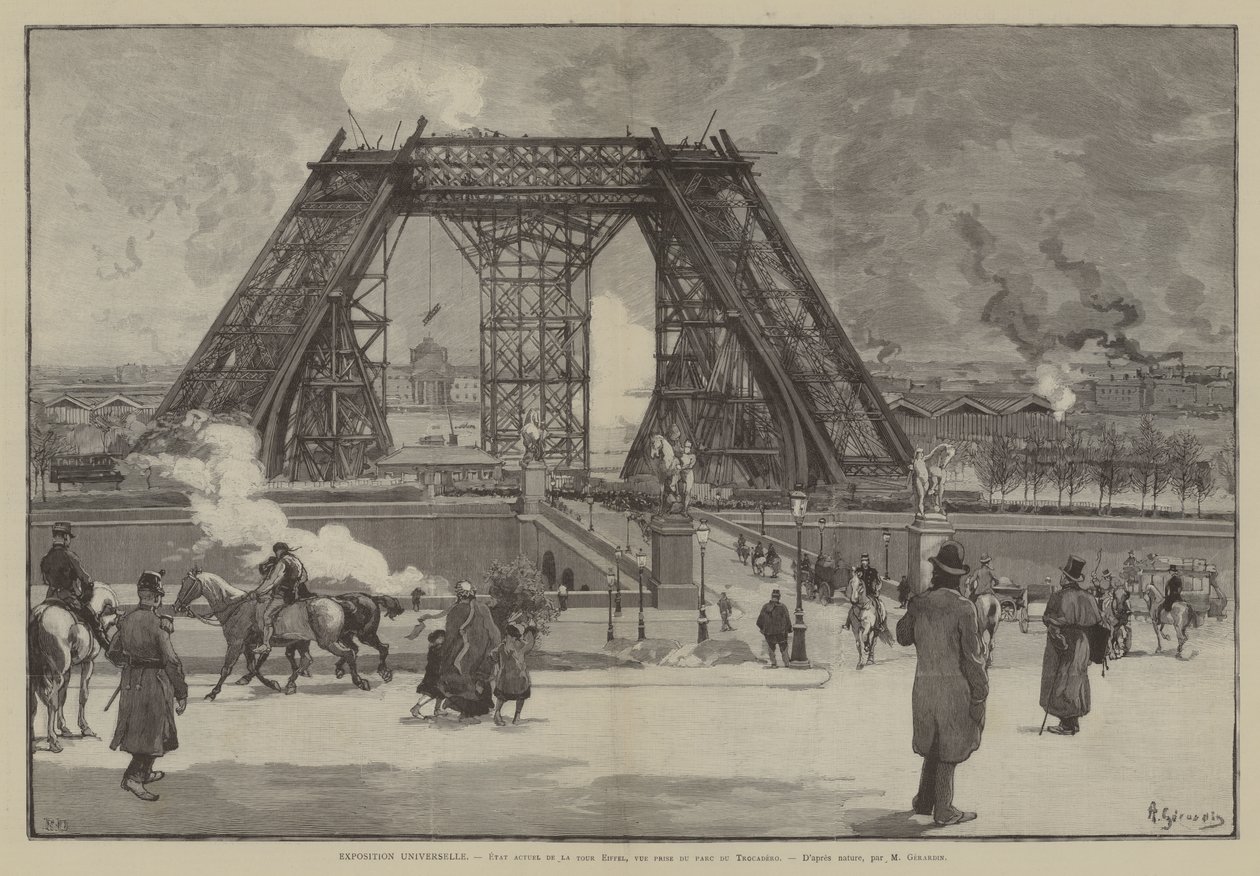 Universal Exposition, Current State of the Eiffel Tower, View from the Trocadero Park by French School