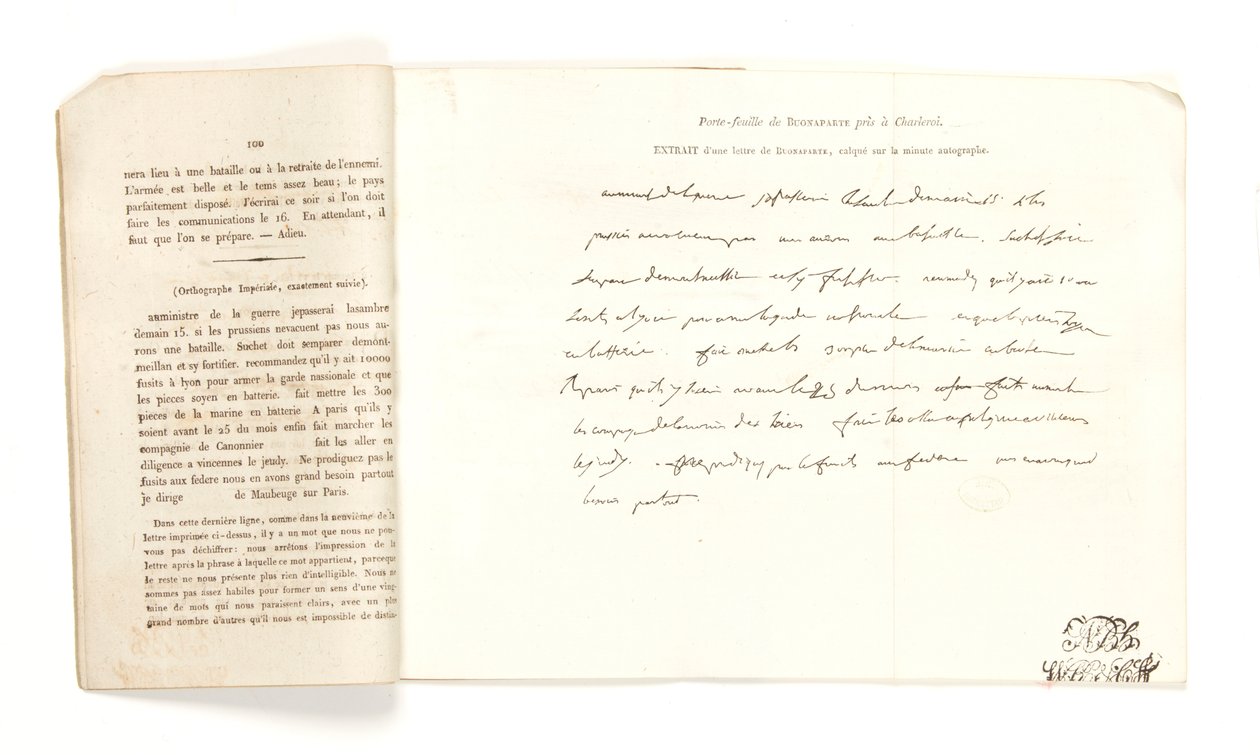 Extract from a letter from Bonaparte, from 