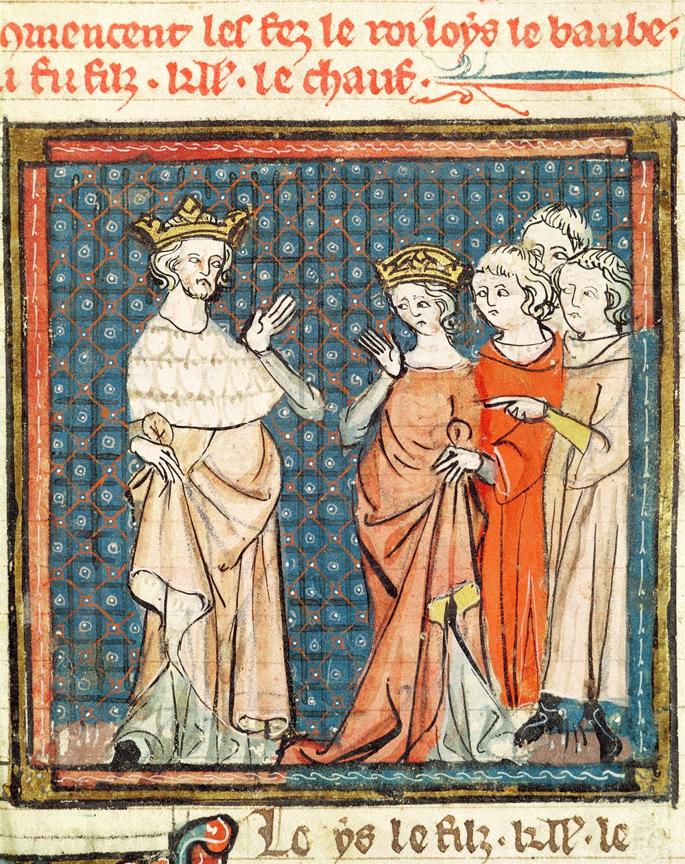 The Marriage of Louis II (846-79) the Stammerer and Adelaide of Frioul, Queen of Aquitaine, from the Grandes Chroniques de France 1375-79 by French School