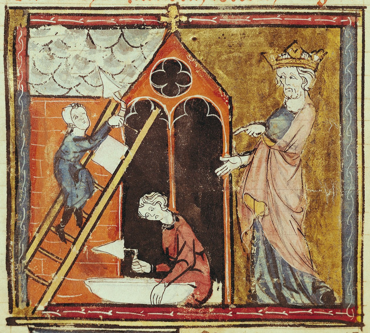 King Louis VI Watching the Construction of a Church, from the Grandes Chroniques de France by French School