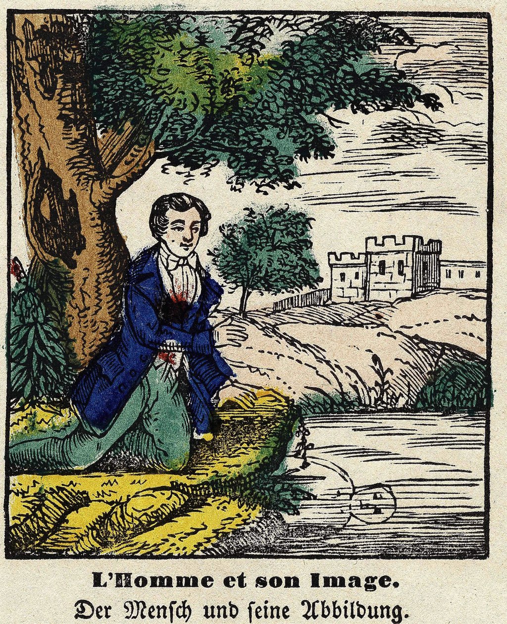 Fables of La Fontaine: Man and His Image. Image of Epinal, first half of the 19th century. by French School