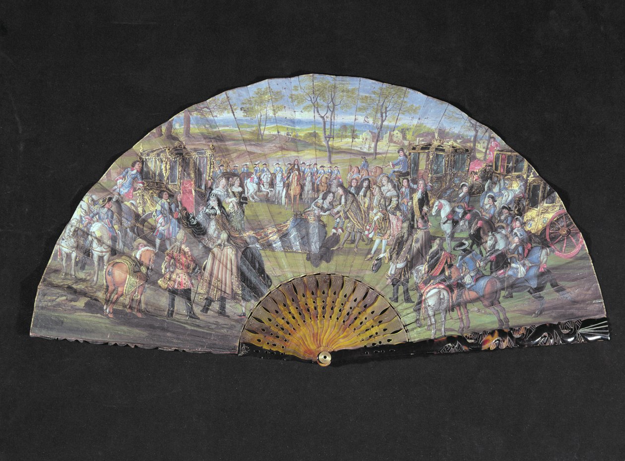 Fan depicting the marriage of Louis of France (1638-1715) and Marie-Anne de Baviere (1660-90) at Vitry-le-Francois in 1680 by French School