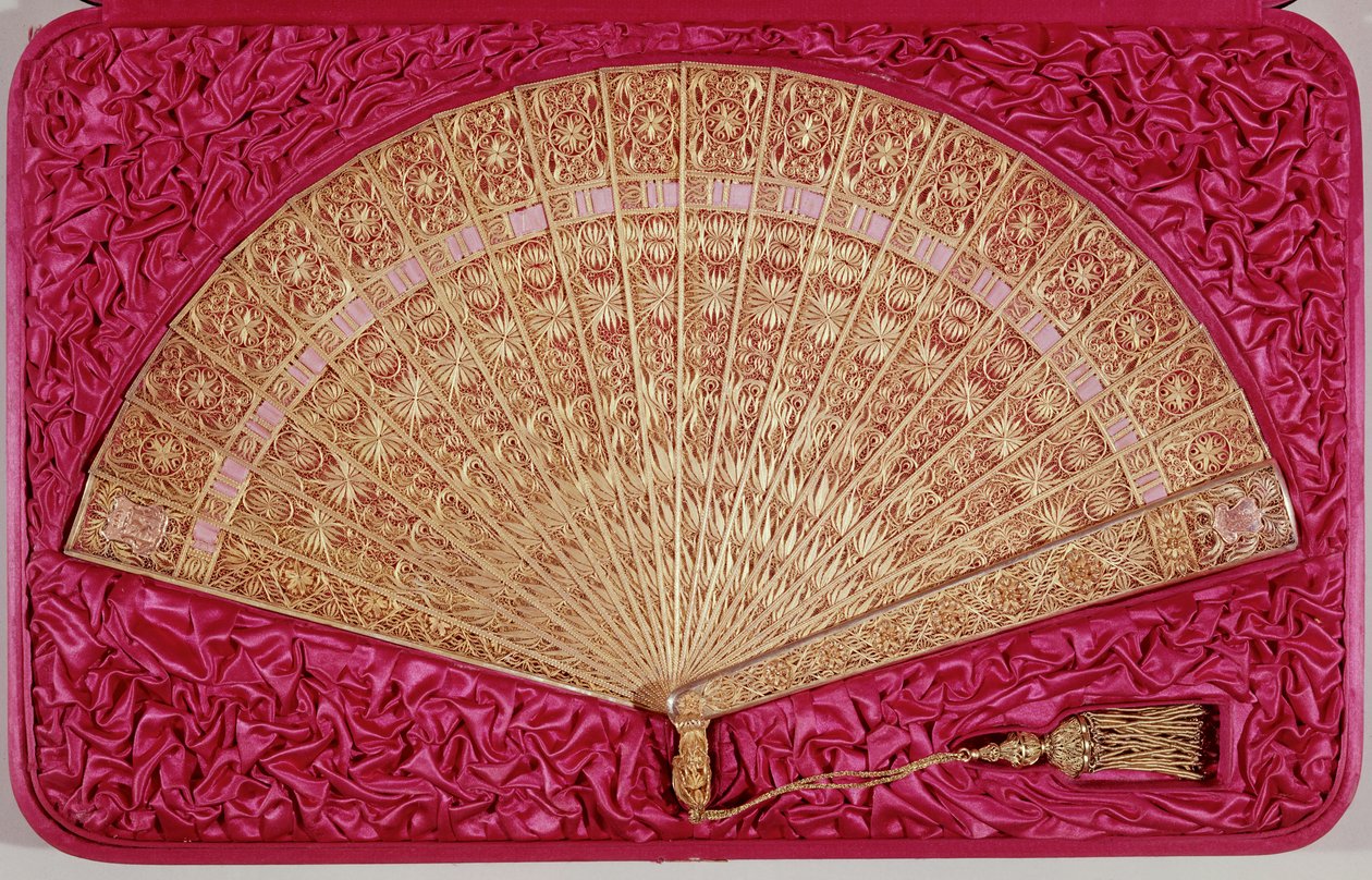 Fan given by Maximilian of Habsburg-Lorraine, Emperor of Mexico, to his wife Charlotte of Belgium by French School