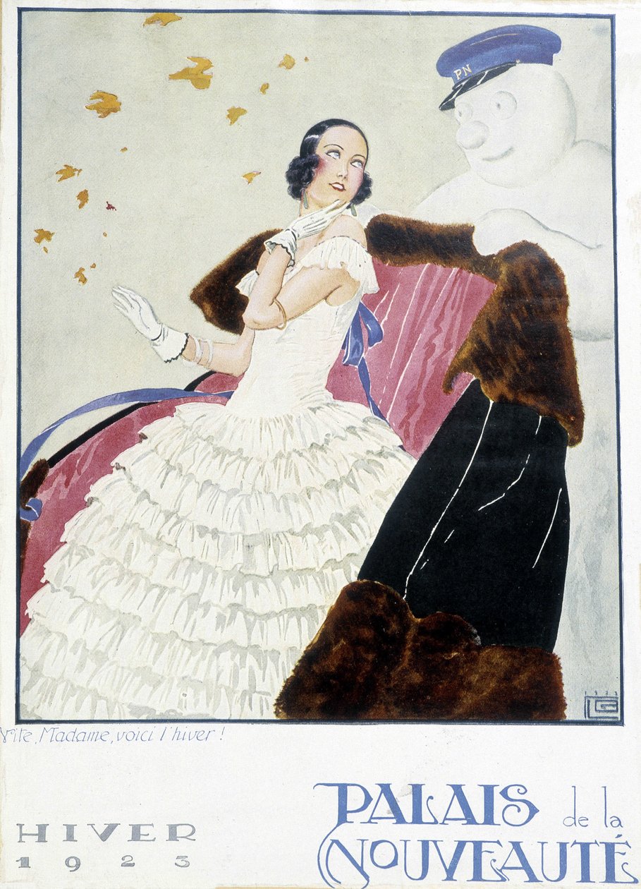 Fashion: 1925 Advertisement for Furs (Palais de la Nouveaute) by French School