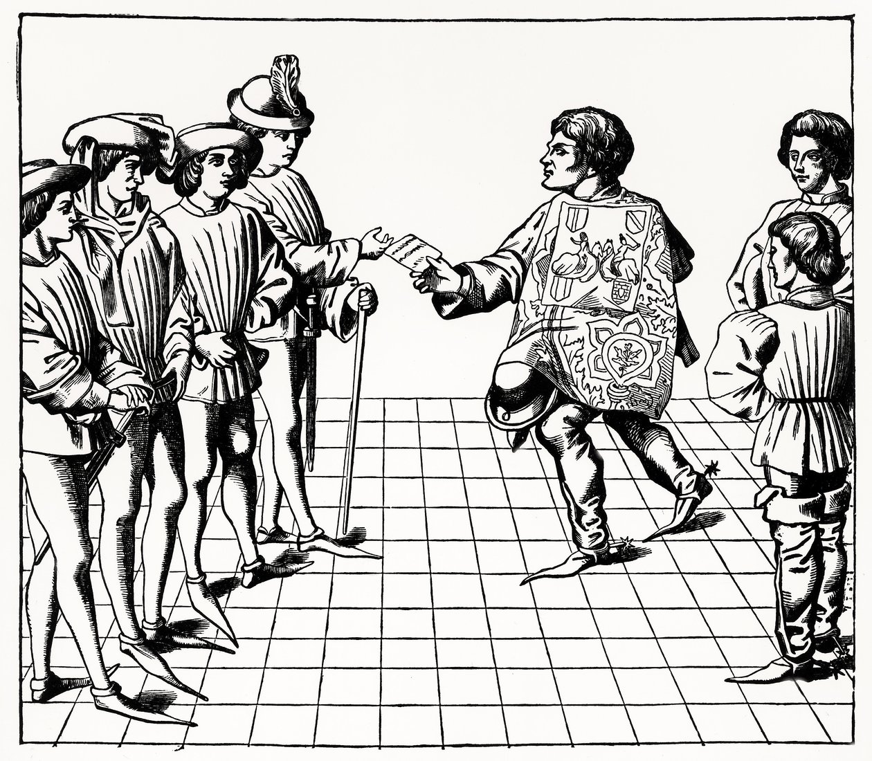 Fashion and Manner of the King of Arms, from the Tournois du roy Rene, illustration from Science and Literature in the Middle Ages and Renaissance, written and engraved by Paul Lacroix, 1878 by French School