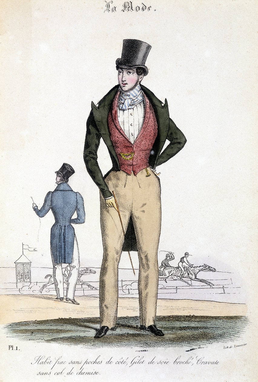 Fashion Masculine in 1829 - in "Les Modes" by French School