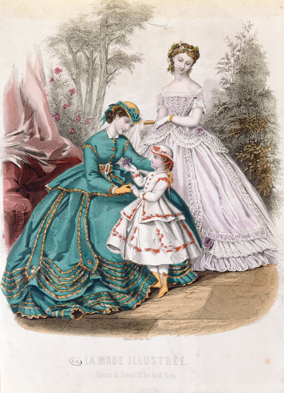 Fashion plate from La Mode Illustrée, 1865 by French School