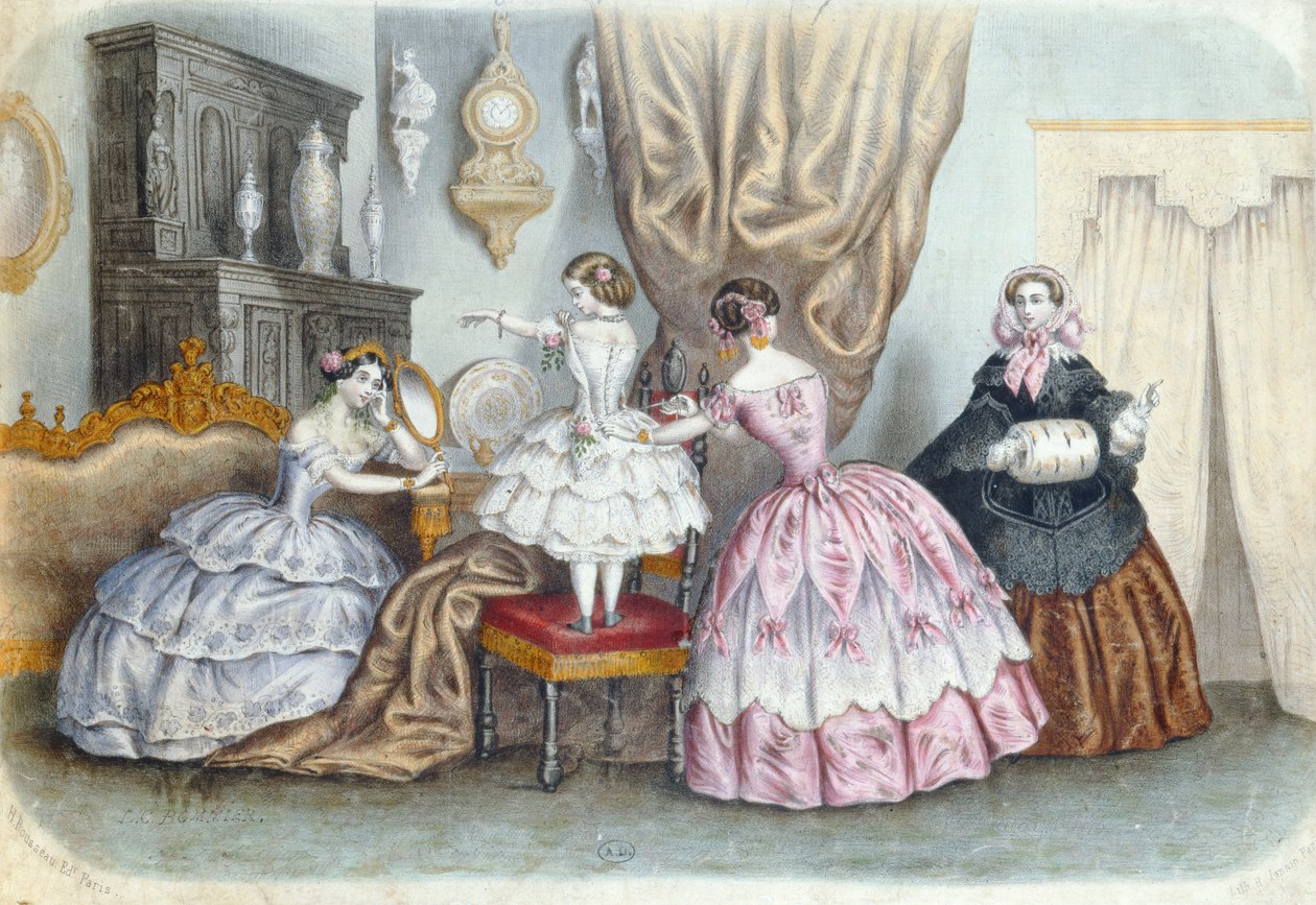 Fashion plate, from La Mode Illustrée, c.1860 by French School