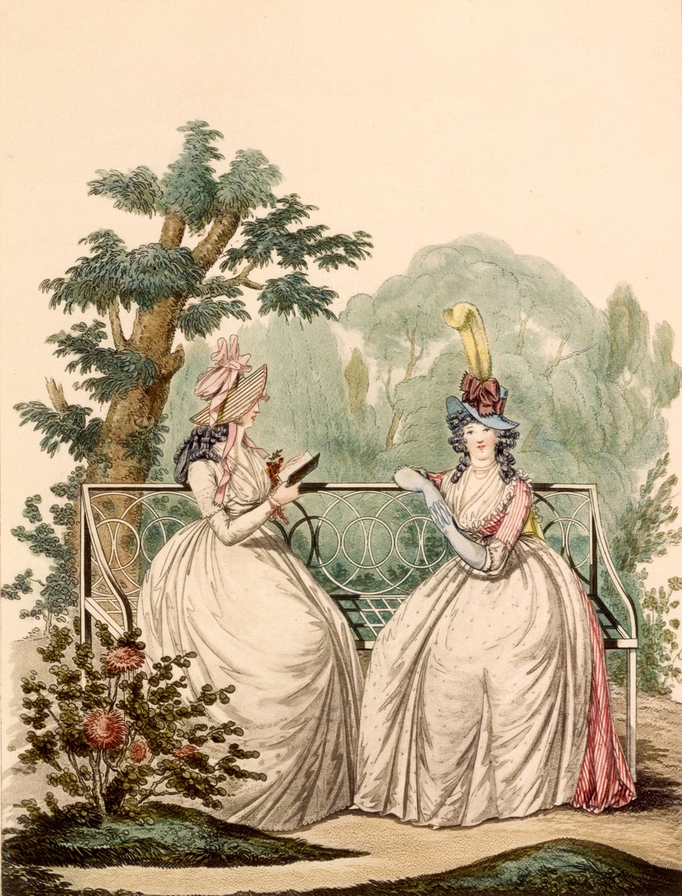 Fashion plate of ladies in summer day dresses - Modes Anglaises, 1794 by French School
