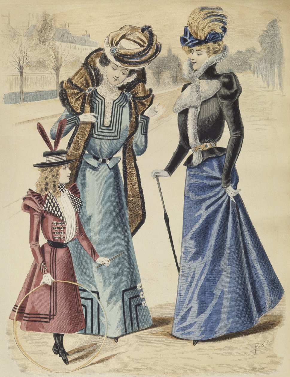 Fashion plate, on the boulevard, illustration from La Nouvelle Mode, 1897 by French School