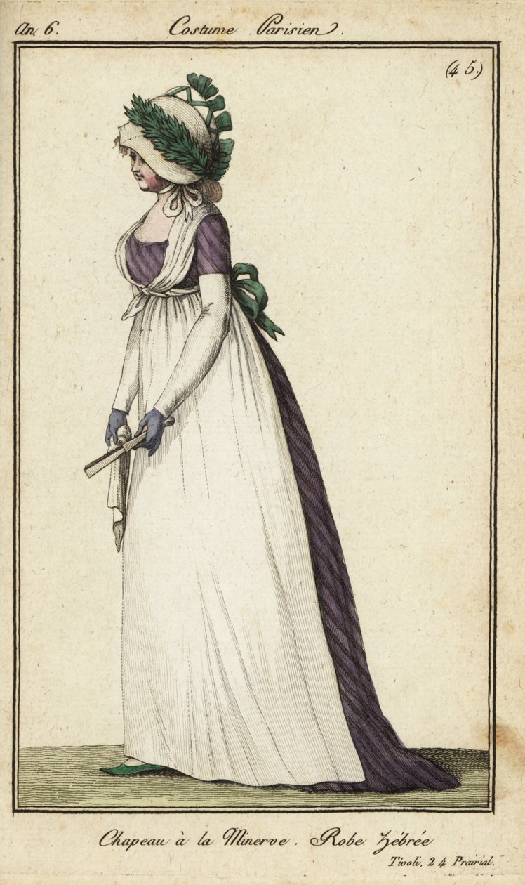 Fashionable woman in Minerva hat at Tivoli Gardens by French School