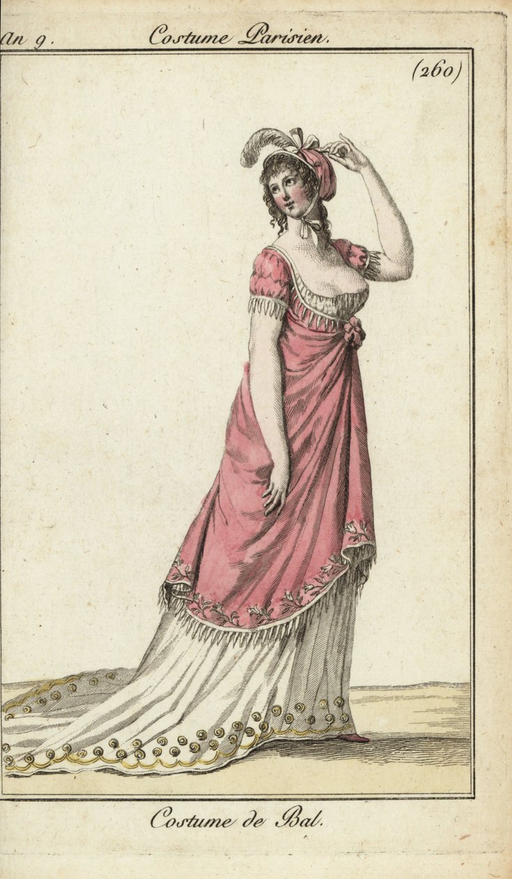 Fashionable woman in a luxury ball gown, Paris by French School