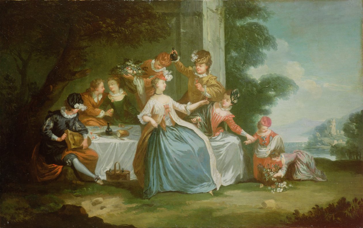Figures Feasting by French School