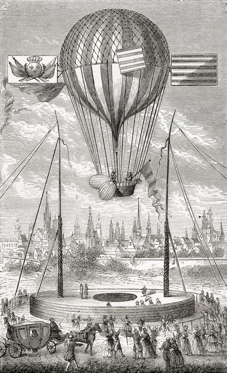 First Flight with a Dirigible Balloon, from Dijon, 12th of June 1784, from 