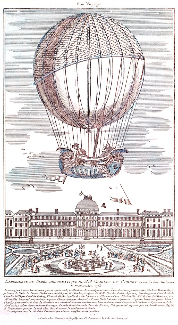 First manned hydrogen balloon flight, 1783 by French School