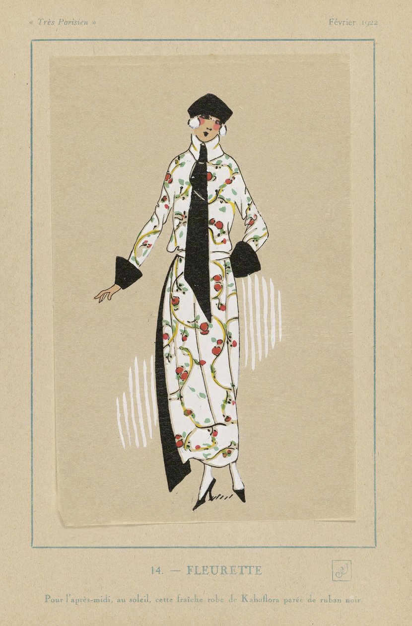 Fleurette, pub. 1922 pochoir print by French School