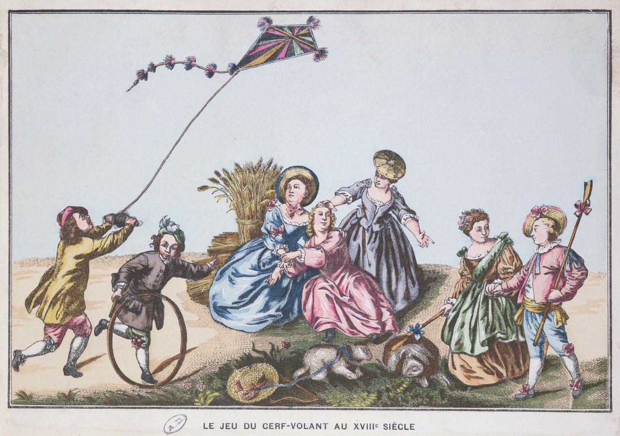 Flying a kite in the 18th century by French School