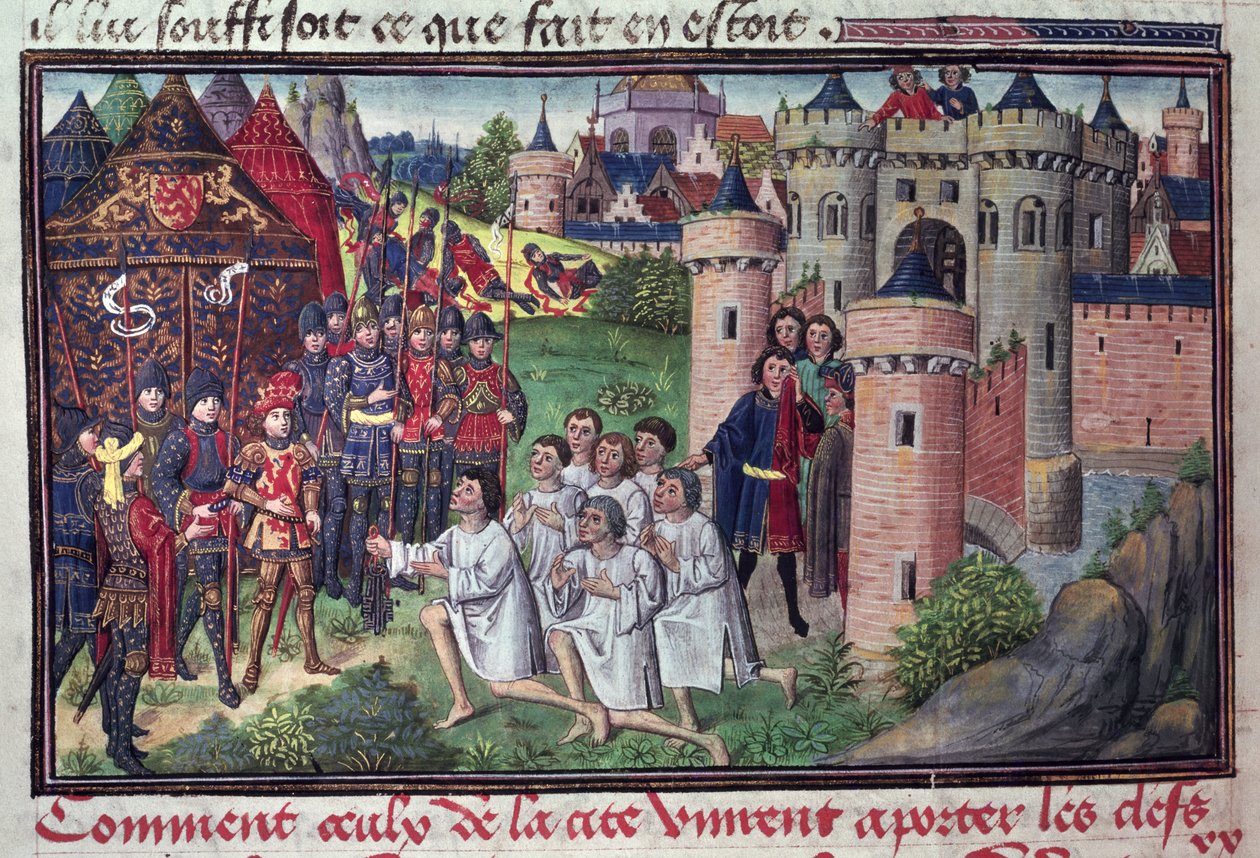How the inhabitants of Babylon gave the keys of the city to Alexander the Great from the manuscript by Jean Vauquelin, from the Histoire du Grand Alexandre by French School