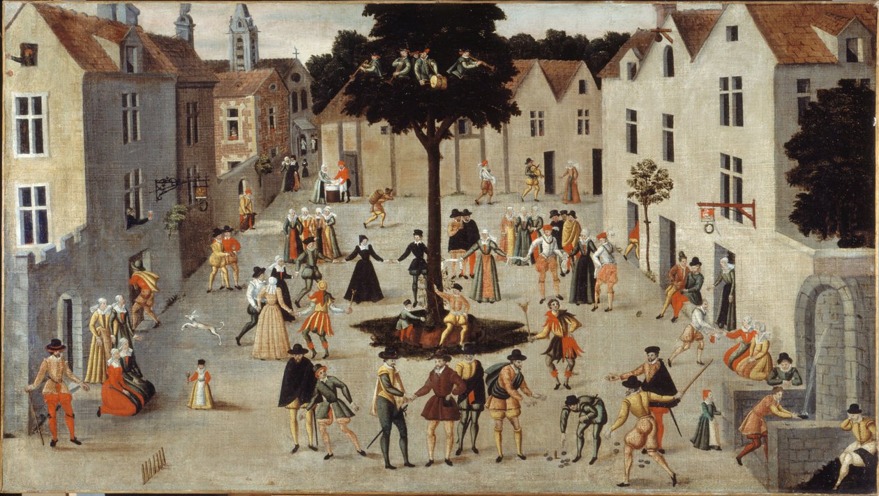 Folk festival around a tree, ca. 1560 by French School