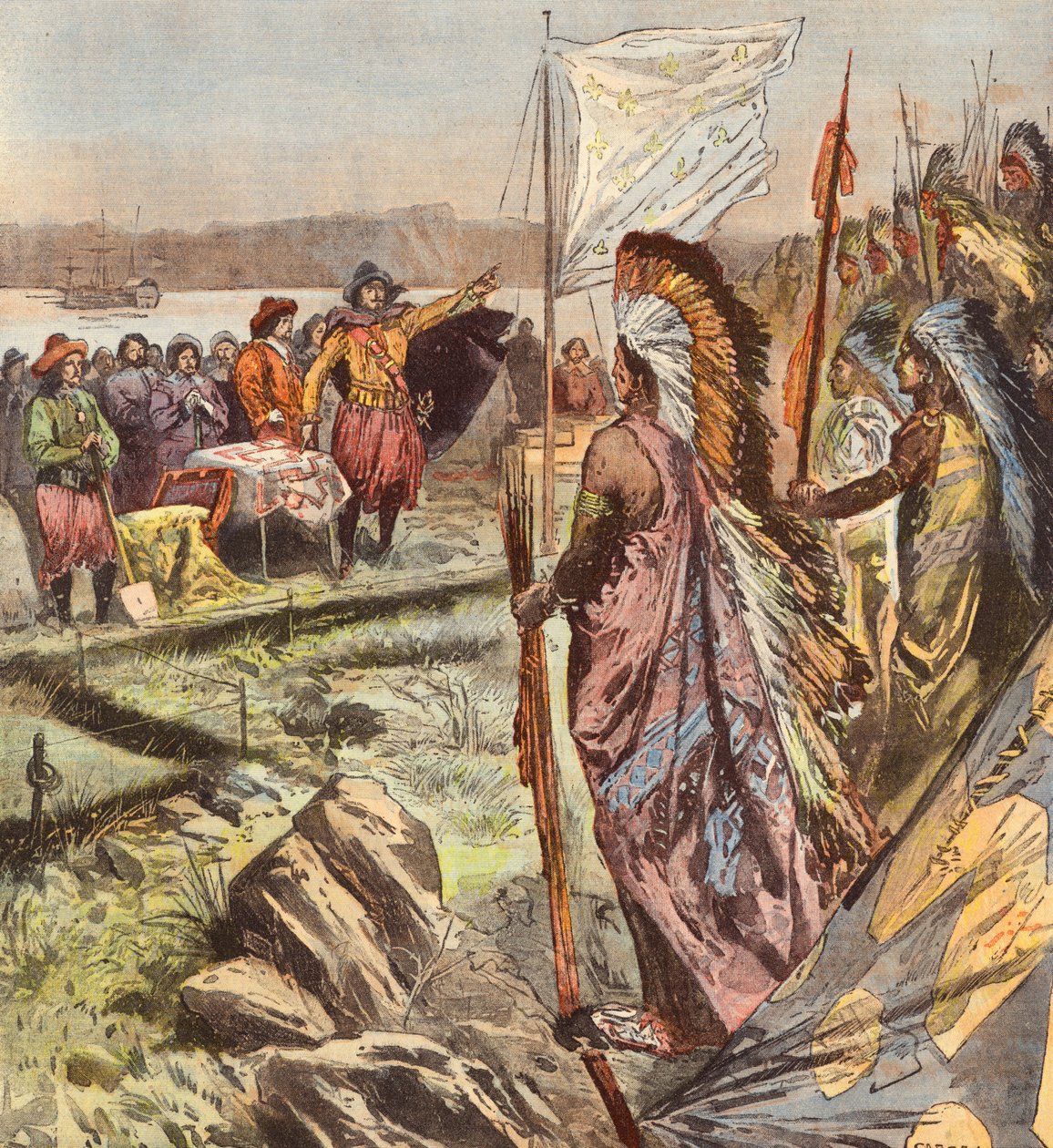 Founding of the City of Quebec by Samuel de Champlain by French School