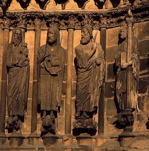 Four figures from the Cathedral facade, c.1230-40 by French School
