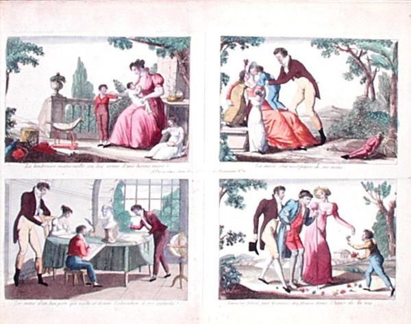 Four scenes depicting parental responsibilities, early 19th century by French School