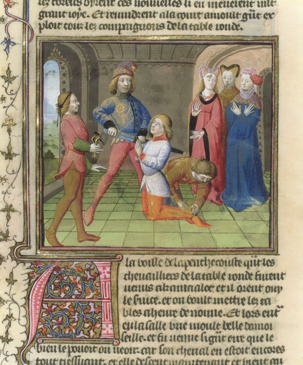 The Knighting of Lancelot from The Story of Lancelot in La Quite de Saint Graal by French School