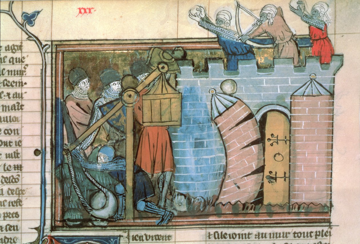 An Attack on a Town During the Crusades, from Le Roman de Godefroi de Bouillon by French School