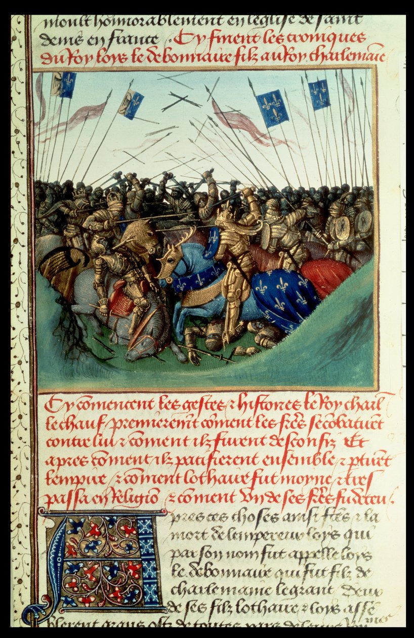Lothair I in Combat with His Brothers Louis the German and Charles the Bald at Fontenoy en Puisaye by French School