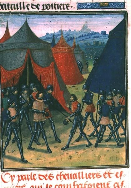 The Prince of Wales Receiving the King of France (vellum) by French School