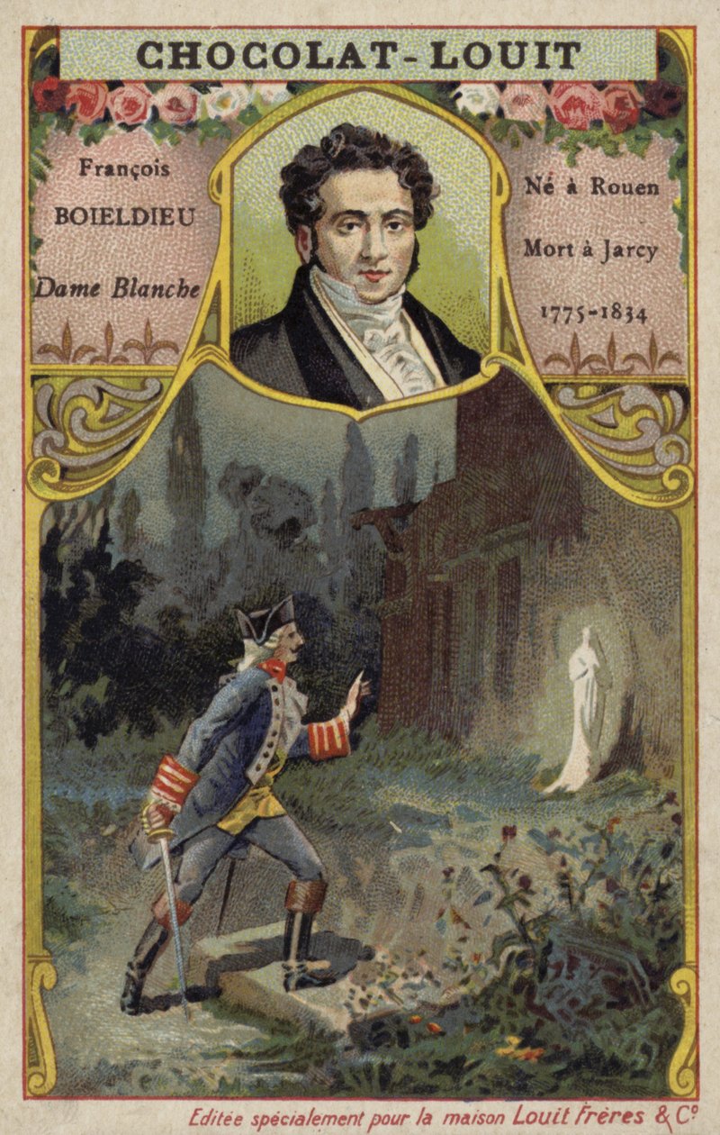 Francois-Adrien Boieldieu, French Composer, and a Scene from His Opera La Dame Blanche by French School
