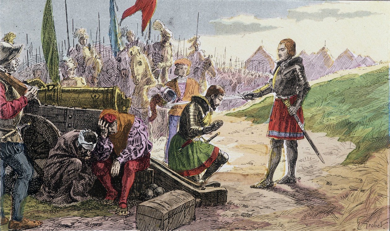 Francois 1st, weapon Chevalier by Bayard, in Marignan - Illustration 19th century by French School
