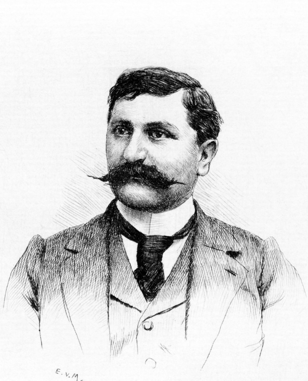 Francois de Nion (1856-1923), French Novelist and Playwright. Drawing by Everet Louis Van Muyden (1853-1922). Engraving 1900 by French School