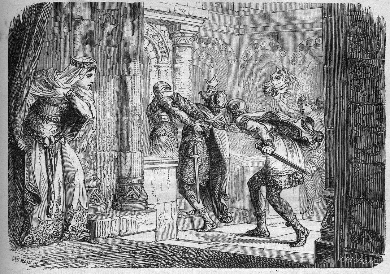 Fredegonde (c. 545 - 597), queen of Neustria, had Chilperic I (539-584) murdered in 584. Engraving in 