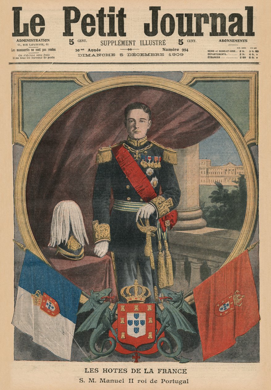 French Hosts, His Majesty Manuel II, King of Portugal, front cover illustration from 