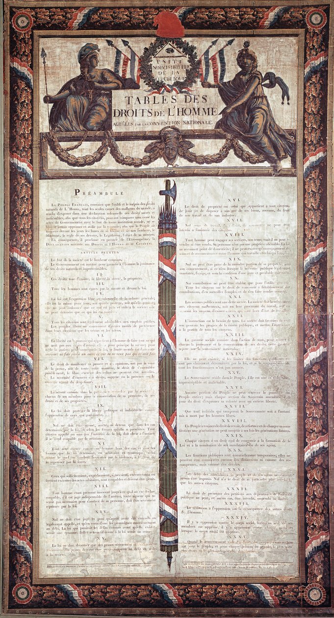 French Revolution: Declaration of Human and Citizen Rights by French School