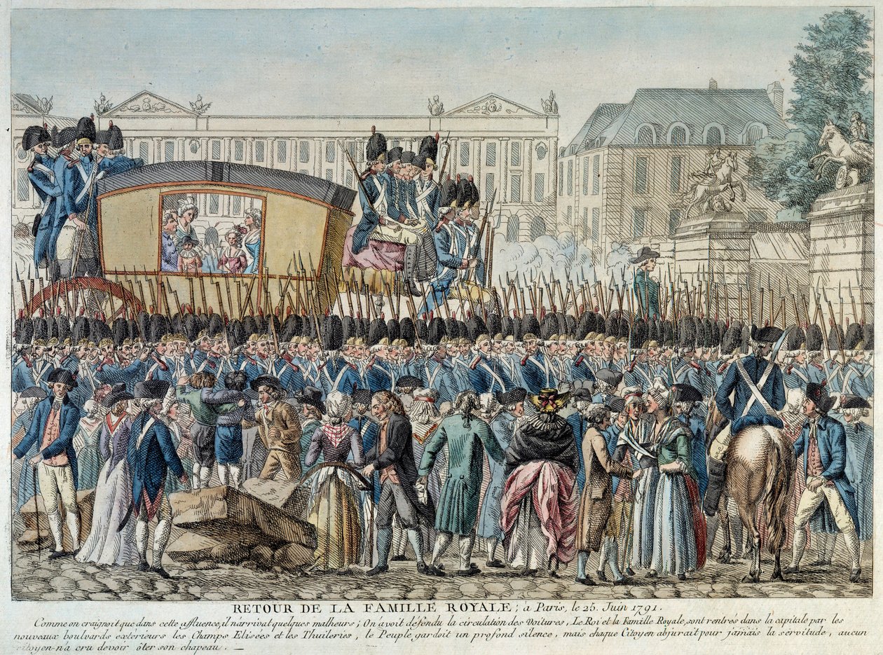 Return of the royal family to Paris on June 25, 1791 by French School