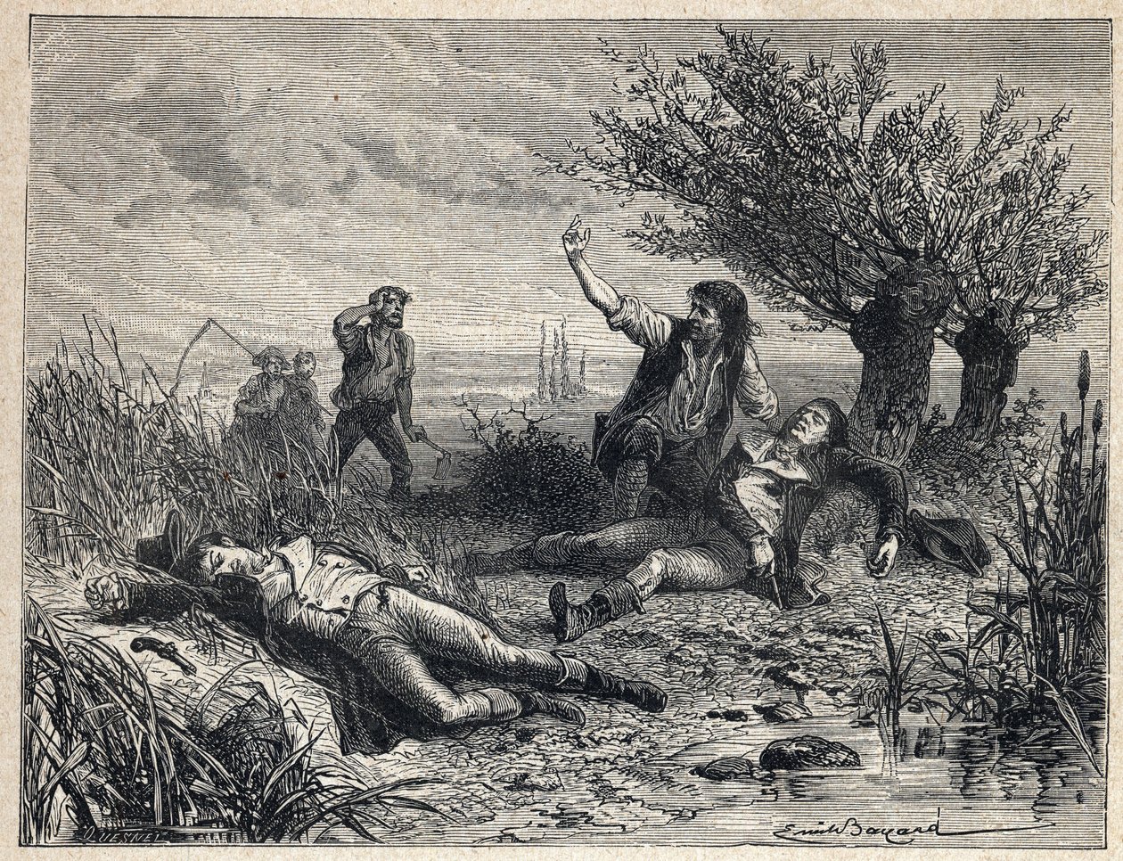 French Revolution: suicide by poisoning of politicians Francois Buzot and Jerome Petion de Villeneuve by French School