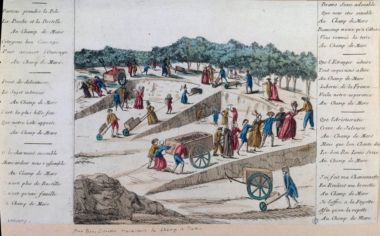 French Revolution: the workers of the Champs de Mars in 1789 in Paris. Paris, Musee Carnavalet by French School