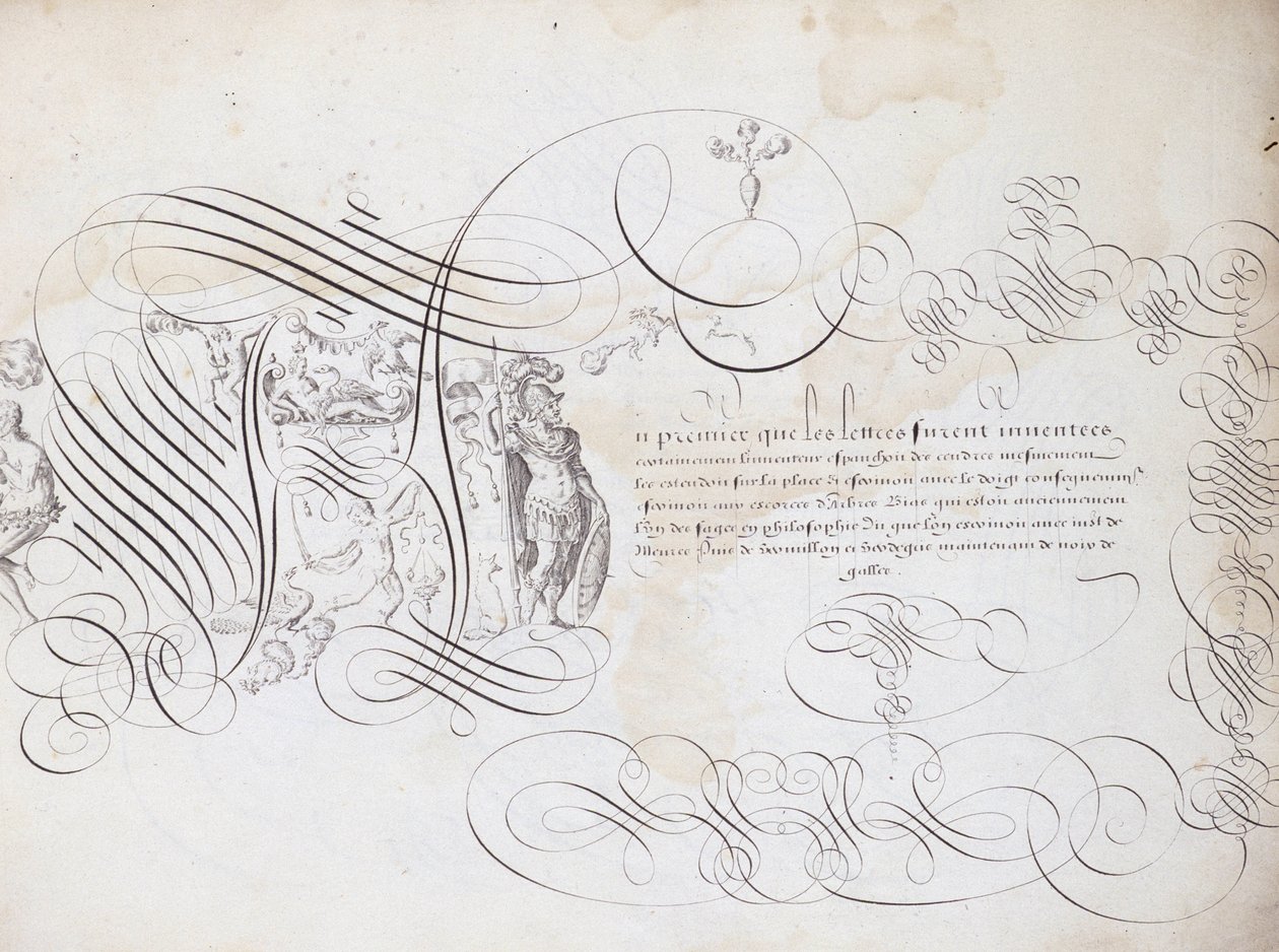 French calligraphy: The garden of writing by Robert Vignon around 1600. Historical library of the city of Paris by French School