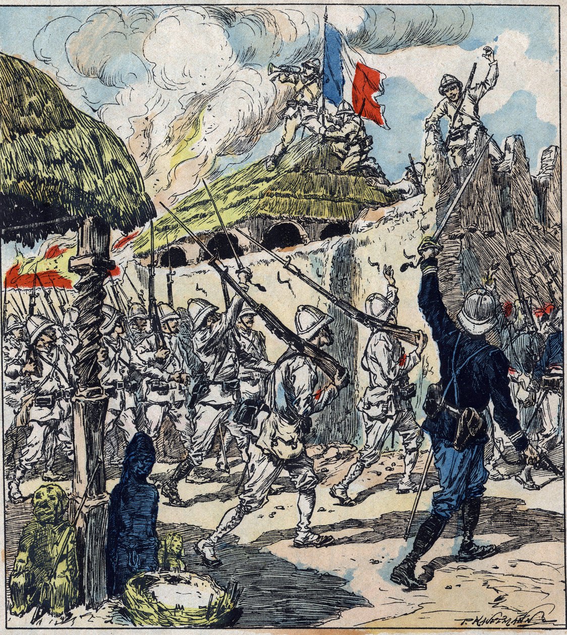 French expedition to Dahomey (now Benin). French troops entered Abomey on November 17 by French School