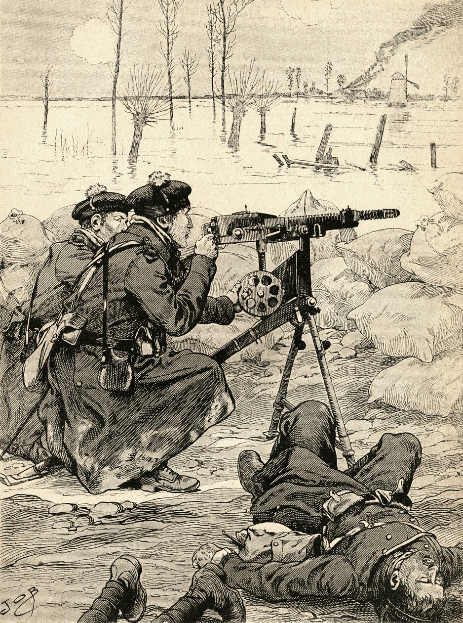 French Machine Gun Team at the Battle of the Yser, Belgium by French School