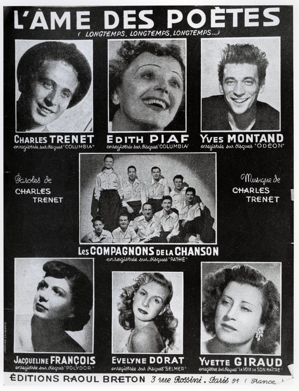 Front cover of the score of the song L