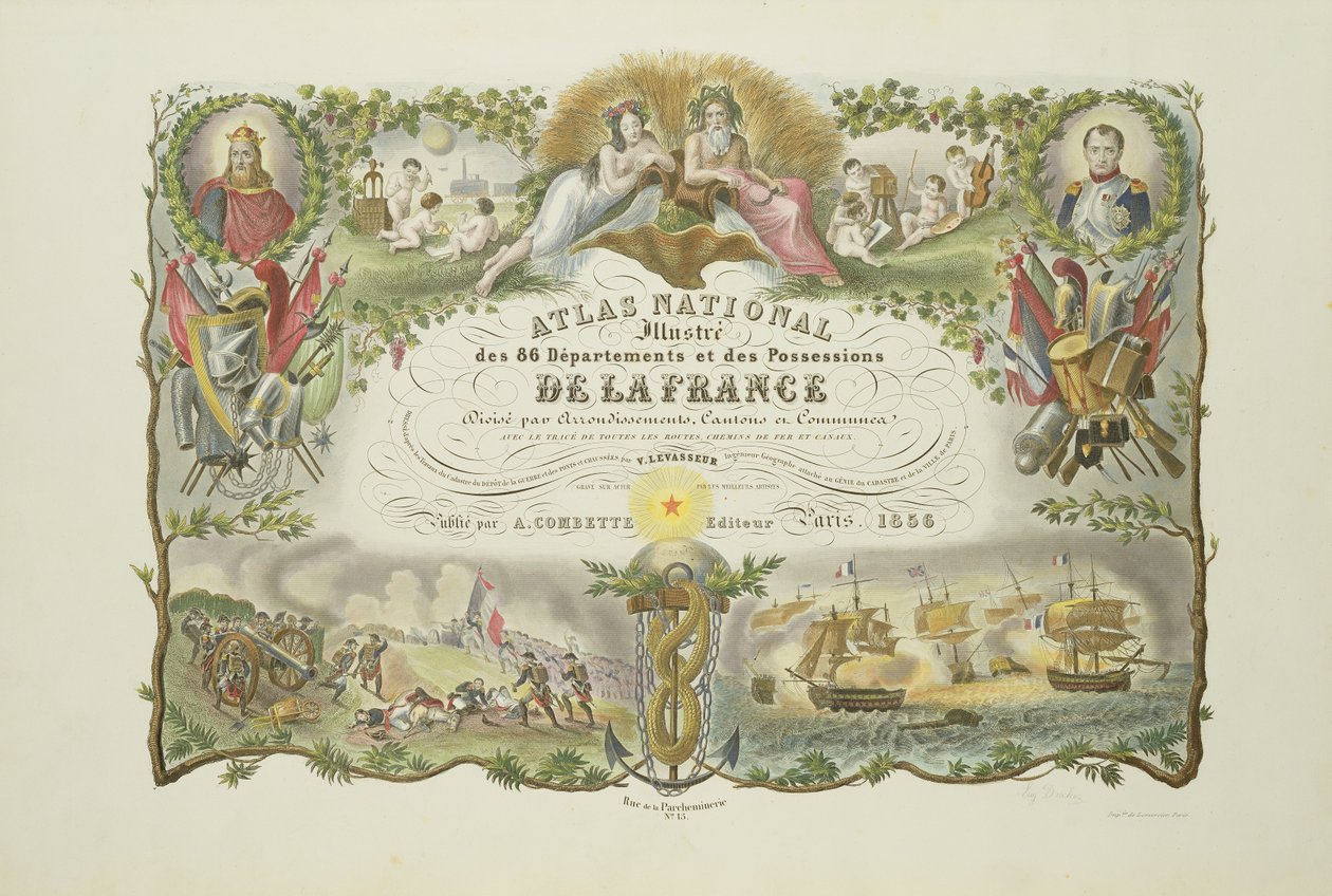 Frontispiece of Atlas Nacional Illustre des 86 Departments et des Possessions de la France, by Victor Levasseur 1856 by French School