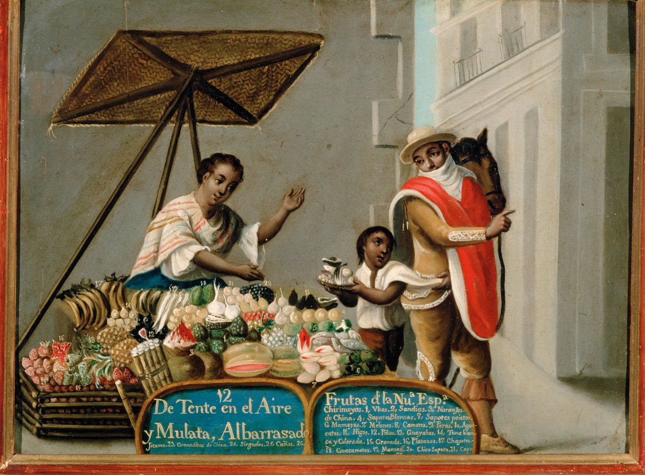 Fruit Stall with Enumeration of Exotic Fruit from Mexico by French School