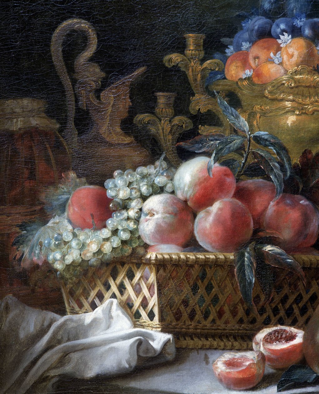 Fruit vase and basket (detail) by French School