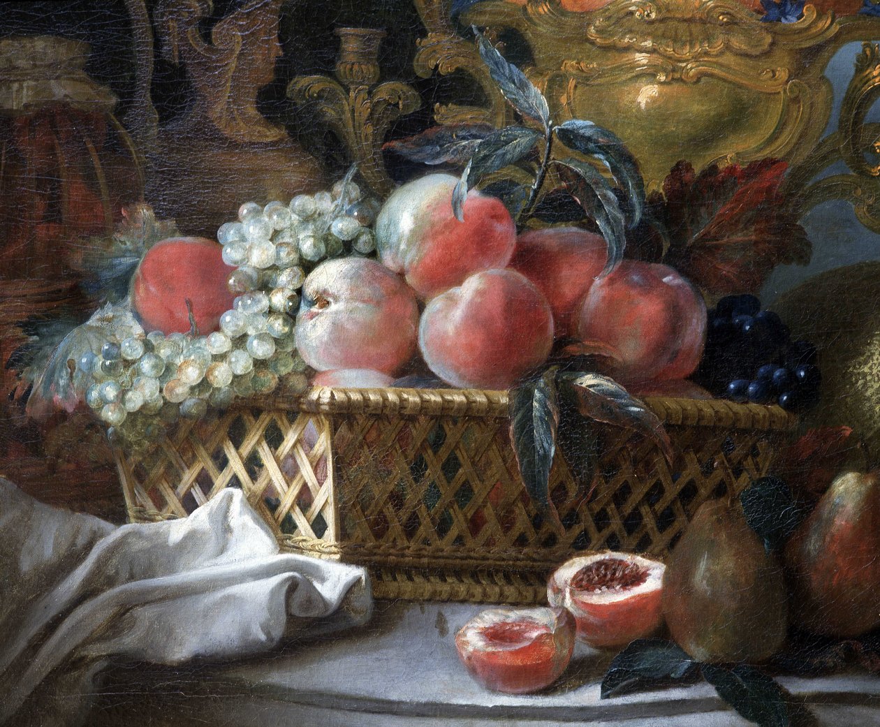 Fruit vase and basket (detail) by French School