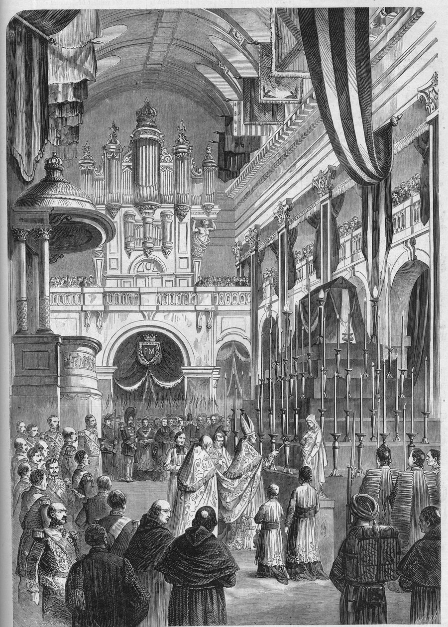Funeral of Marshal Pelissier (1794-1864), Duke of Malakoff: famous funeral service in the church of the Invalides, June 9 by French School
