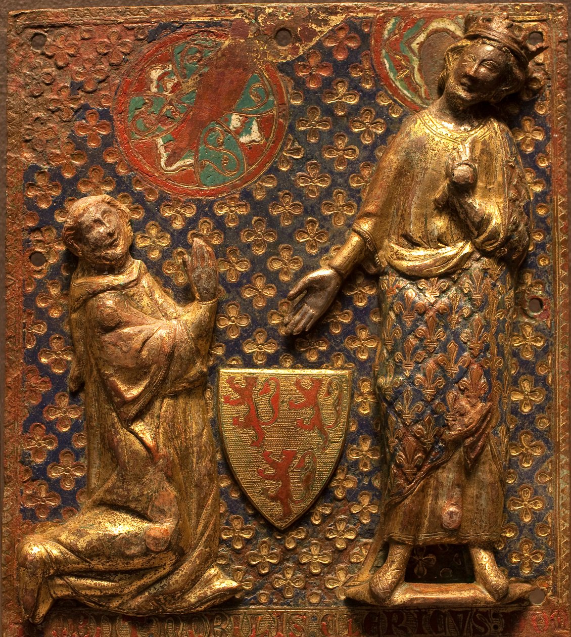 Funeral Plaque: Guy de Meyos Kneels in Front of Saint Louis (Louis IX of France) by French School