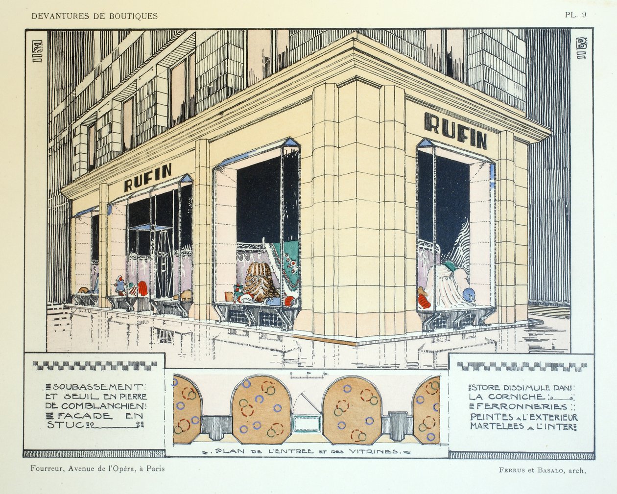 Furrier, Plate 9, illustration from Devantures de Boutiques by Louis-Pierre Sezille, Paris by French School